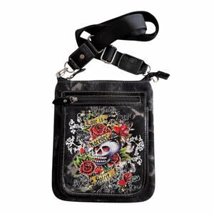Y2K Skull Rose Tattoo Graphic Crossbody Bag